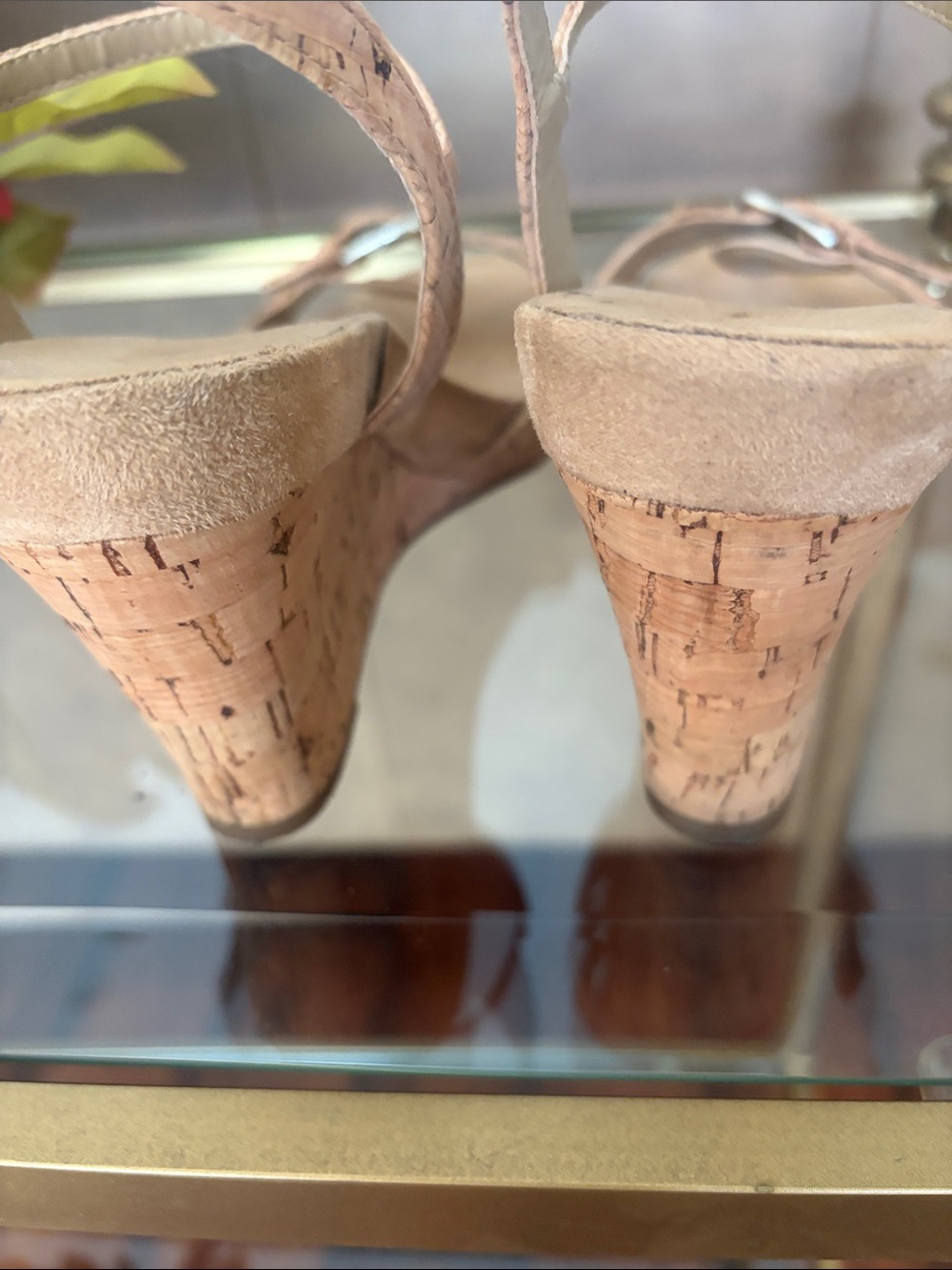 AEROSOLES Cork-Tone Tan Wedge Sandals - Picture 2 of 5